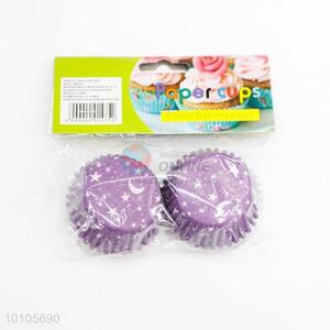 Fashion round purple star printed paper baking cake cups