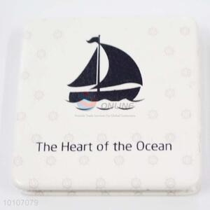 Black Sailboat Square Shape Pocket Cosmetic Mirror