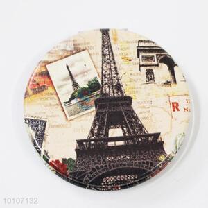 Tower Pattern Round Pocket Cosmetic Mirror