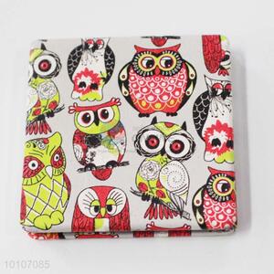 Red Cartoon Owl Square Shape Pocket Cosmetic Mirror