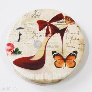 Red High-heeled Shoes Round Pocket Cosmetic Mirror