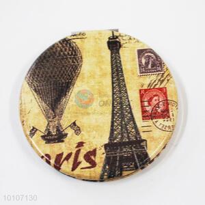 Vintage Tower Pattern Round Pocket Cosmetic Mirror