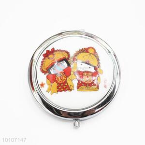 Cartoon Pattern Round Pocket Cosmetic Mirror