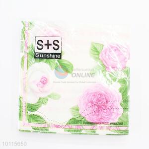 Cheap pink flowers top quality napkin