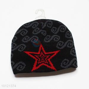 Hip Hop Red Stars Pattern Beanie Hats Winter Knitted Hats