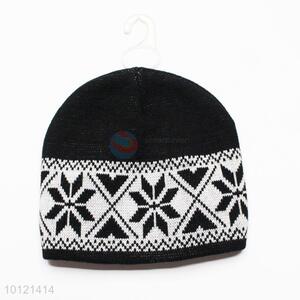 Fashion Black Snowflake Pattern Winter Crochet Knitted  Beanie Hats