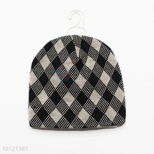 Brown Rhombus Pattern Winter Crochet Knitted Hats, Beanie Hats