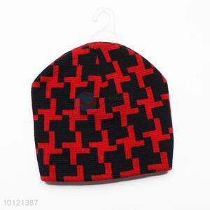 Fashion Black and Red Pattern Crochet Knitted Hats, Beanie Hats