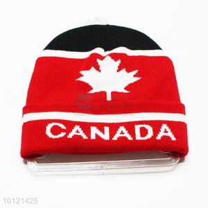 Red Canada Crochet Beanie Hats Winter Knitted Hats