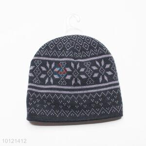 Gray Flower Pattern Winter Crochet Knitted Hats, Beanie Hats