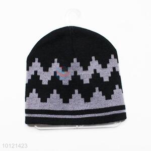 Black and Gray Wave Pattern Knitted Hat Winter Hat