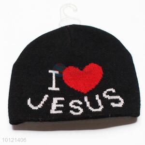 Fashion Black I Love Jesusi Pattern Beanie Hats Knitted Hats