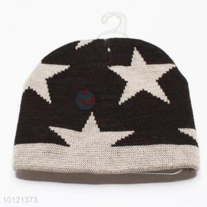 Hip Hop Brown Stars Pattern Beanie Hats Winter Knitted Hats