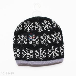 Cute Black Snowflake Pattern Winter Crochet Knitted Beanie Hats