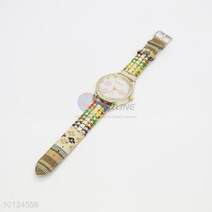Fashion leather crystal wrist watch for women