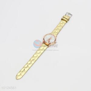 Popular golden pu strap printed quartz watches