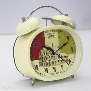 Vintage building printed table bell alarm clock