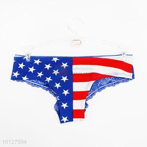 Women sexy blue American flag pattern modal underwear women's  T panties women's briefs