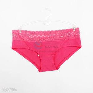 Rose red color spandex lace briefs women underwear comfortable women briefs