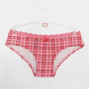 Red plaid pattern cotton briefs women briefs