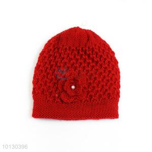Top Quality Lady's Winter Knit Cap With Flower