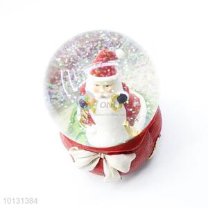 Beautiful Father Christmas white bow base resin crystal ball