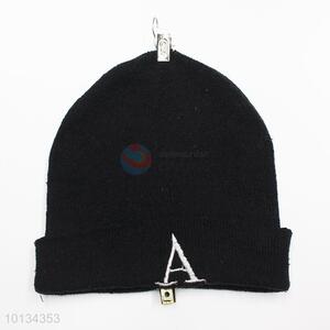 Letter A Embroidered Black Men Winter Hats