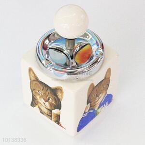 Lovely Animal Design White Ceramic Ashtray with Cover