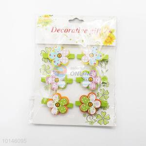 6 Pcs/Set Mini Size Colorful Flowers Shaped Wooden Clips for Photo Clips Craft Decoration