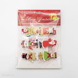 6pcs/Set Colorful Cartoon Christmas Decoration Wooden Clips