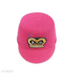 Wholesale Kids Straw Baseball Cap/Sunhat With Applique