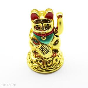 Golden Color Plastic Maneki Welcoming Lucky Beckoning Fortune Cat Home Hotel Restaurant Decor Craft