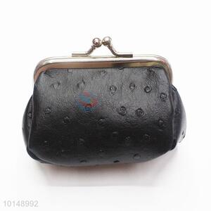 Black Color Dots Pattern PU Leather Hasp Coin Purse