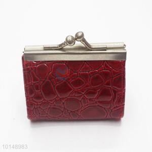 Wine Red Color Stone Pattern Hasp Coin Purse Small Wallet