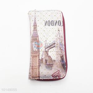 Glitter Star Big Ben Printed Zipper Long Wallet PU Leather Purse Ladies Clutch Card Holder