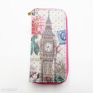 Glitter Star Big Ben and Rose Pattern Purse Multi-purpose Pouch PU Leather Wallet