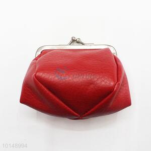 Red Color Simple Style PU Leather Hasp Coin Purse