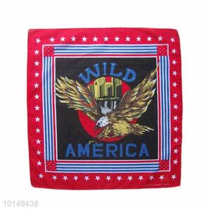 Cheap Colorful Fancy Cotton Handkerchief with Wild America Design and Red Outline