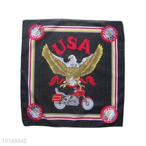 Cheap Fancy Black American Cotton Handkerchief with Eagle Fly Motor Design