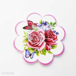 Rose Pattern Flower Shaped Ceramic Placemat/Cup Mat/Pot Mat