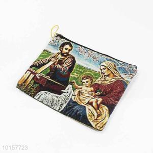 14*18cm Ornamental Religious Themes Grosgrain Coin Purse with Zipper