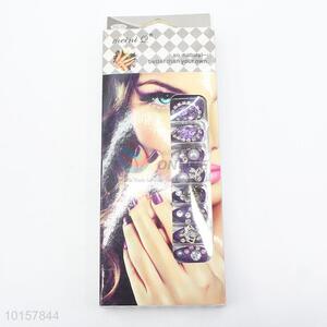 Purple Rhinestone Nail Decoration Artificial Fingernails