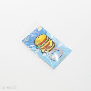 Recent design hamburger shaped pvc fridge magnet opener