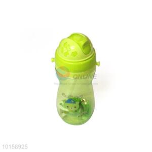 Custom Green Plastic Water Bottle With Straw