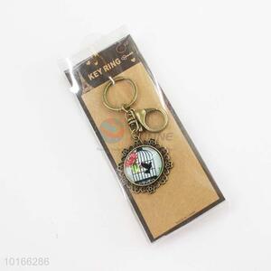 Bird Pattern Round Pendant Zinc Alloy Keyring/Key Chain