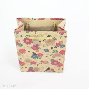 Flower pattern brown kraft paper bag