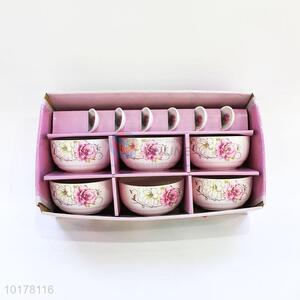 High Quality Six Bowls And Six Spoon Ceramic Set
