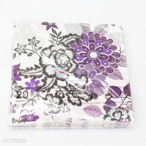 Bottom price flower printed wood pulp paper napkin