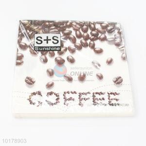 Super quality coffee bean printed wood pulp paper napkin