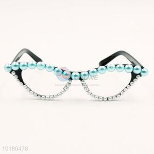 Wholesale blue&white pearl eye glasses